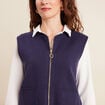 Gilet droit court sans manches bleu marine femme