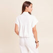 Blouse ample cropped col am&eacute;ricain blanc femme