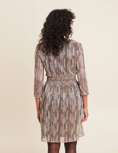 Robe évasée manches 3/4 rose femme