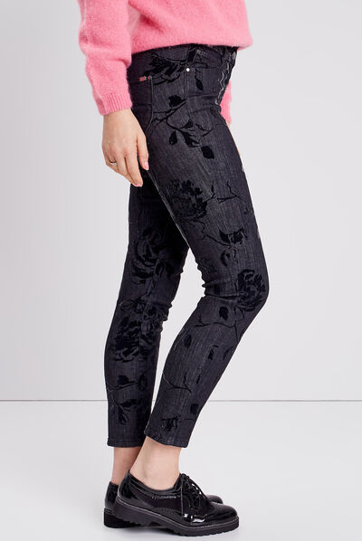 Jean ajusté taille standard denim gris femme