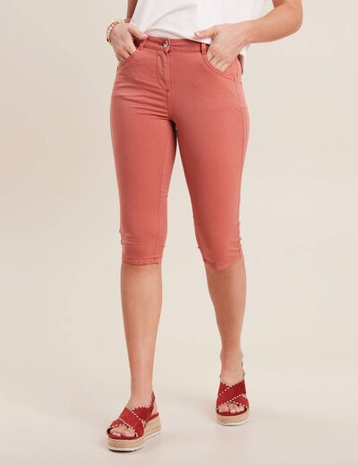 Pantacourt ajusté taille basse vieux rose femme