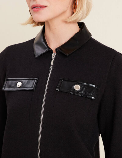 Gilet zippé manches longues noir femme