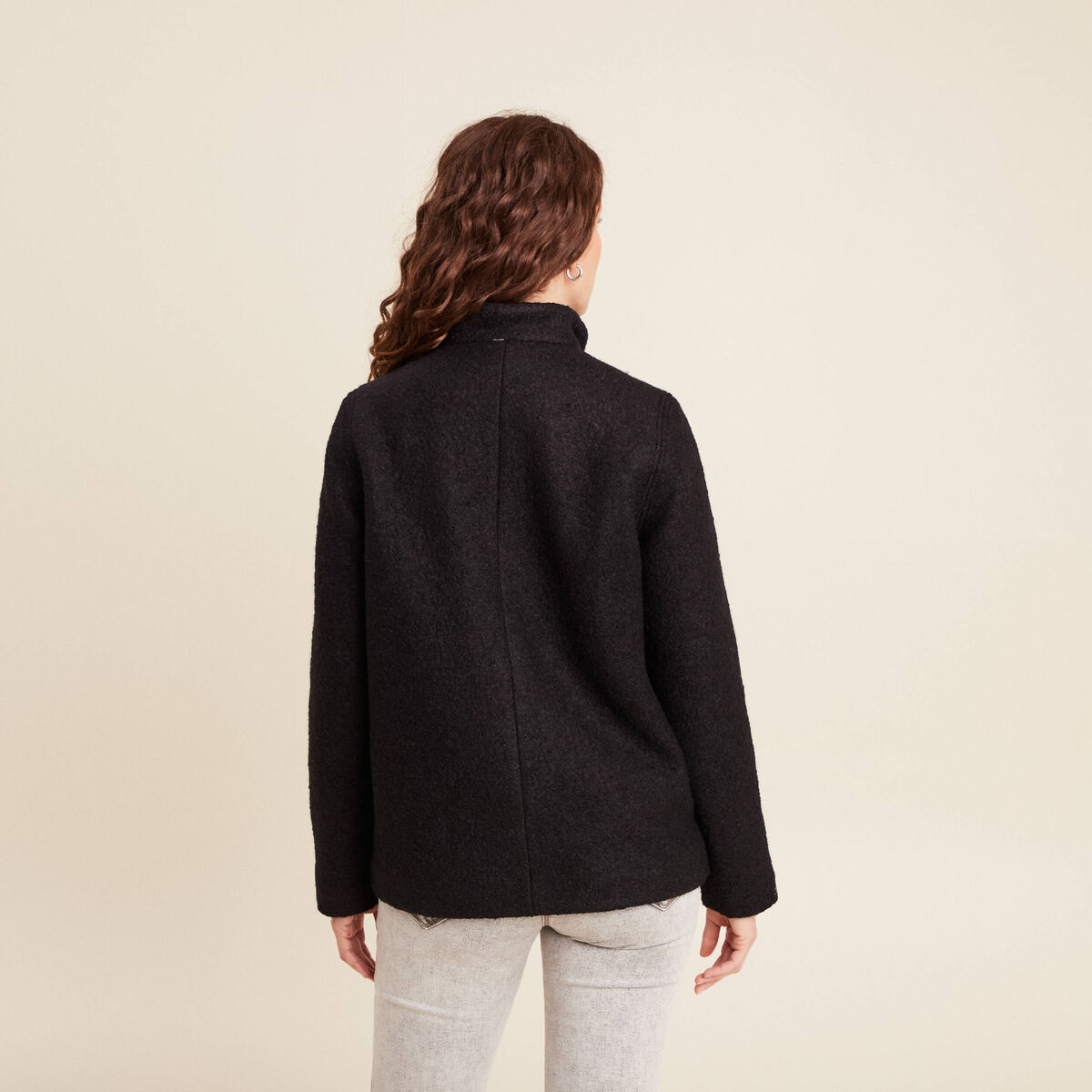 Manteau doubl&eacute; avec capuche noir femme