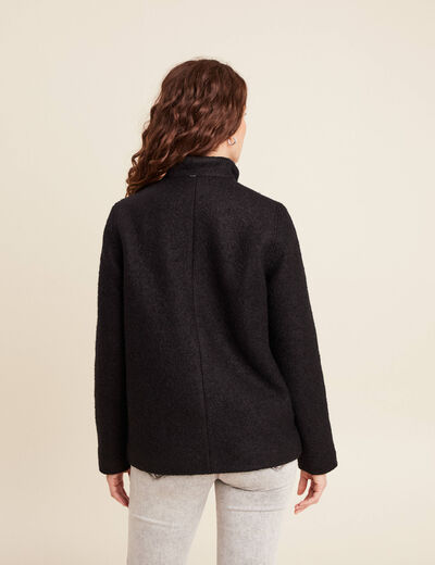 Manteau doubl&eacute; avec capuche noir femme
