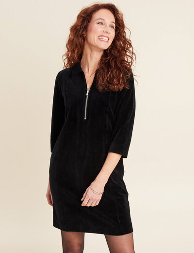 Robe droite velours noir femme