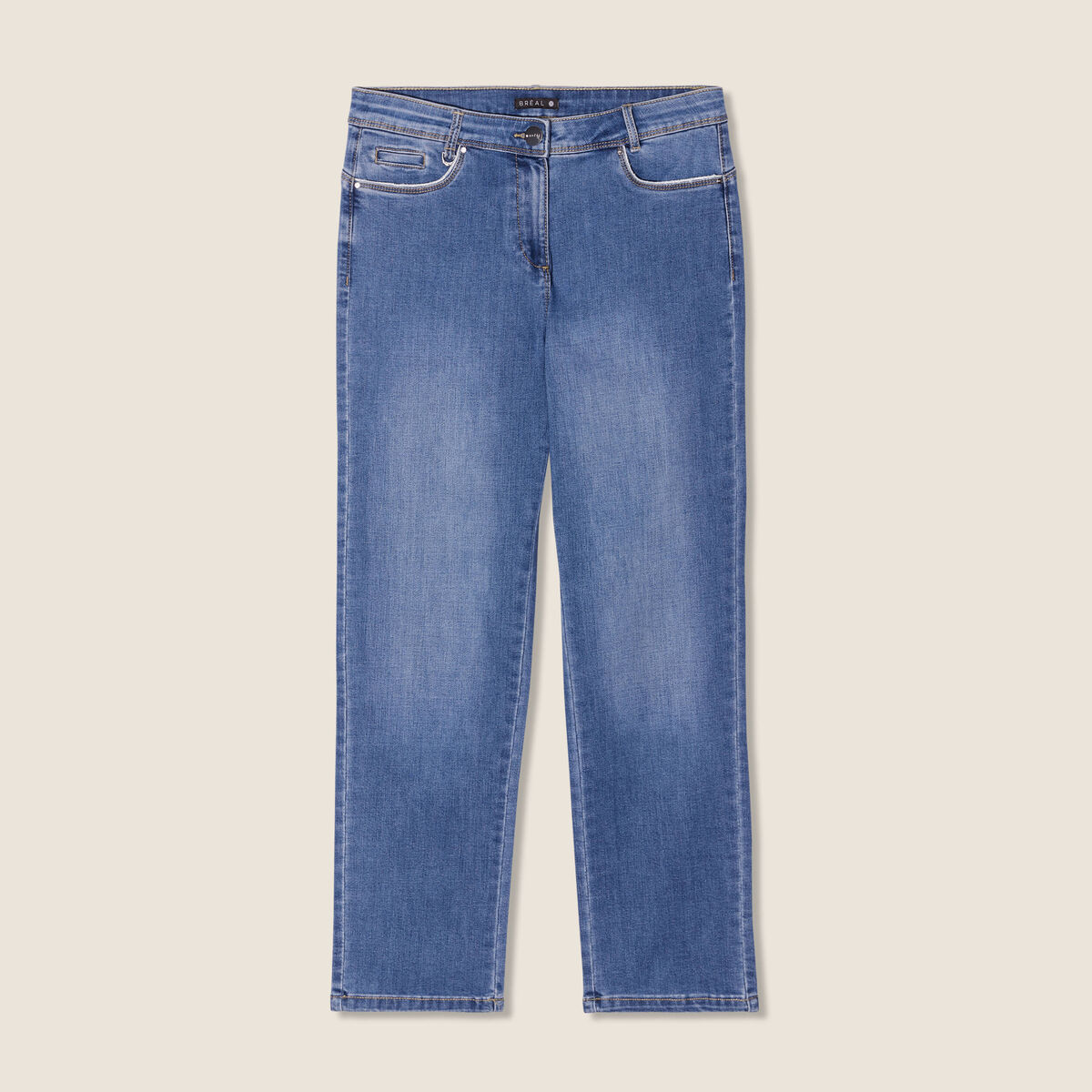 Jean coupe droite 7/8&egrave;me denim stone femme