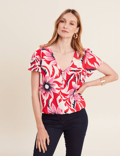 Blouse manches courtes rouge femme