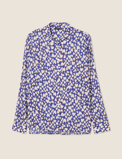 Chemise manches longues bleu femme