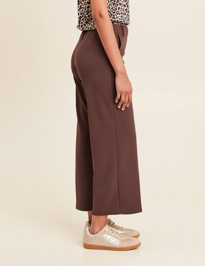 Pantalon large pinces marron femme