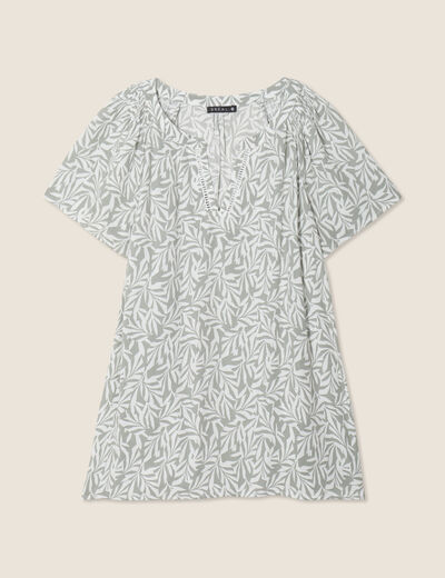 Blouse manches courtes vert kaki femme