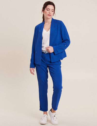 Veste droite fluide bleu electrique femme