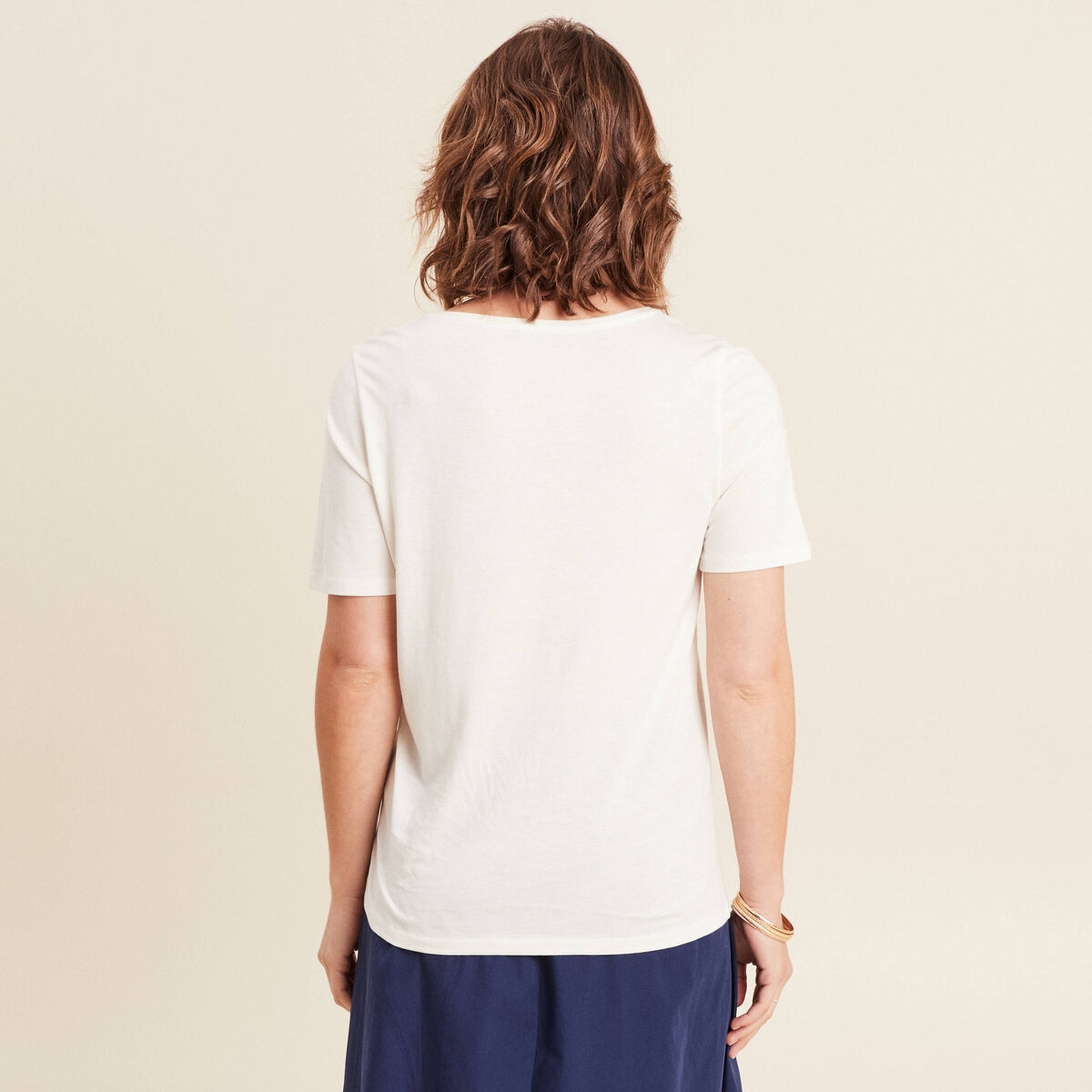 T-shirt manches courtes ecru femme