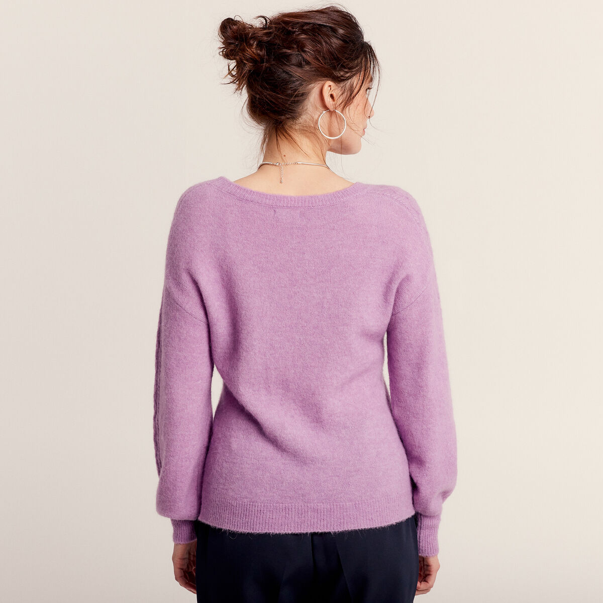 Pull manches longues violet femme