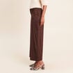 Pantalon large 7/8&egrave;me aspect daim marron fonc&eacute; femme