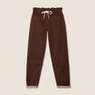 Jean large à coulisse marron foncé femme