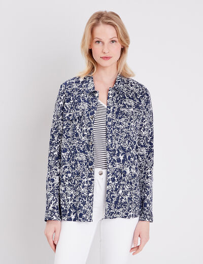 Veste droite boutonnée ecru femme