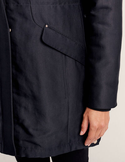 Parka droite à capuche noir femme