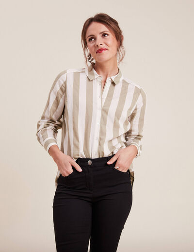 Chemise manches longues vert kaki femme