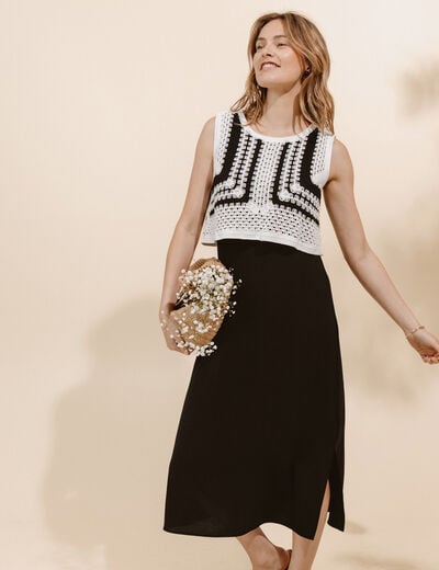 Robe avec haut crochet noir femme