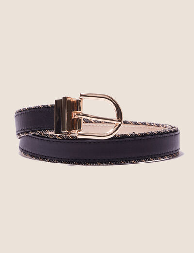 Ceinture réversible à perles noir femme