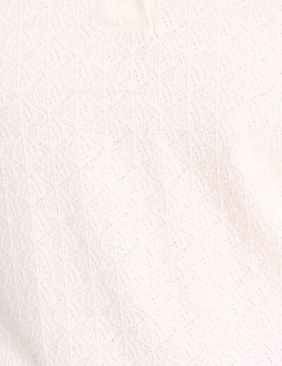 Polo jacquard manches courtes ecru femme