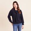 Pull col ch&acirc;le manches longues bleu marine femme