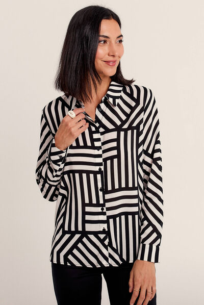 Chemise manches longues noir femme