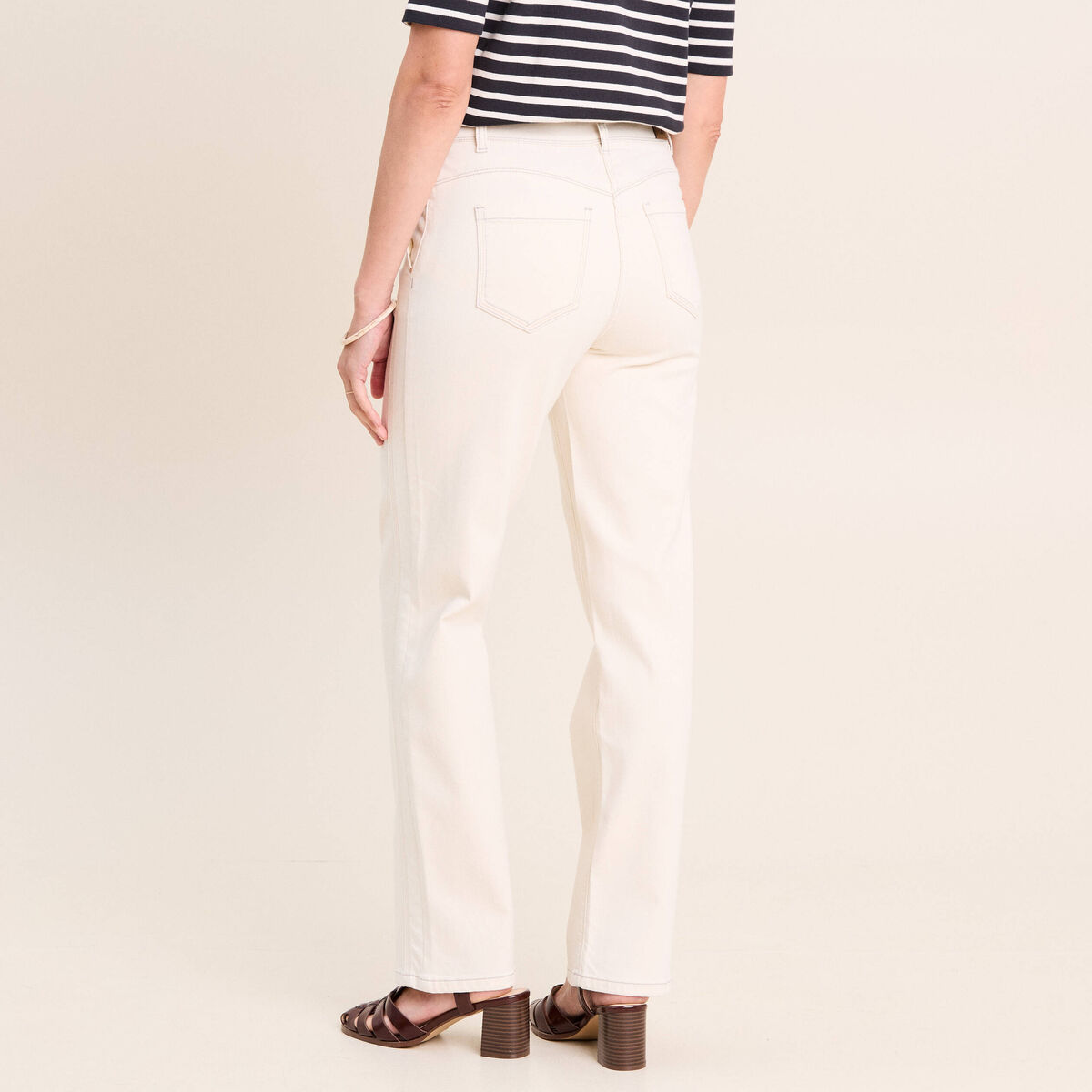 Jean taille haute sable femme