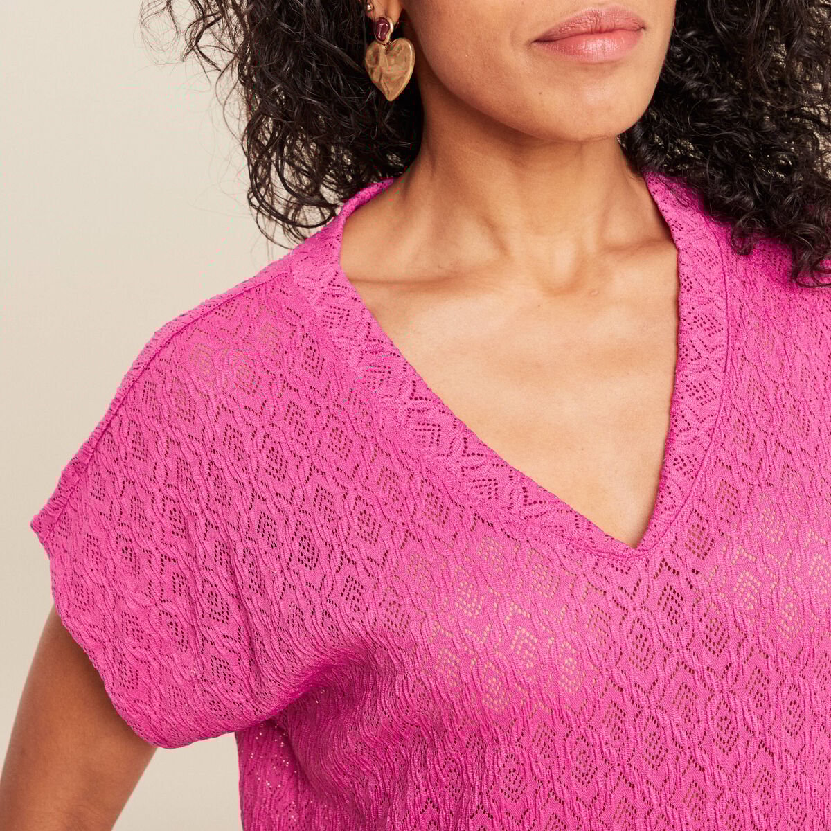 T-shirt manches courtes rose femme