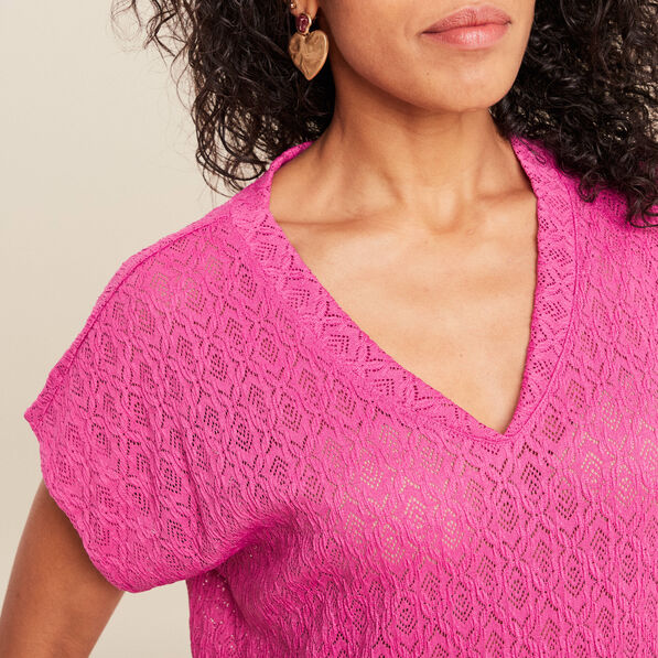 t shirt manches courtes rose femme T-shirt manches courtes rose femme