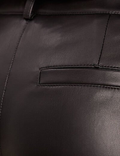 Pantalon droit simili cuir noir femme