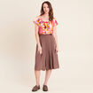 Blouse col v manches courtes fluide multicolore femme