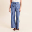 Pantalon coupe large taille haute fluide denim double stone femme