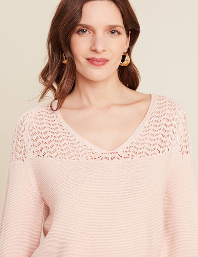 Pull confectionné en France vieux rose femme