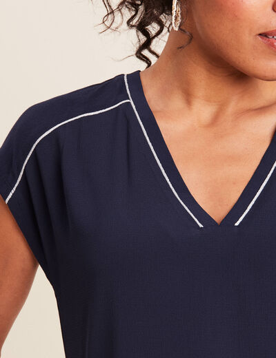 T-shirt manches courtes bleu foncé femme