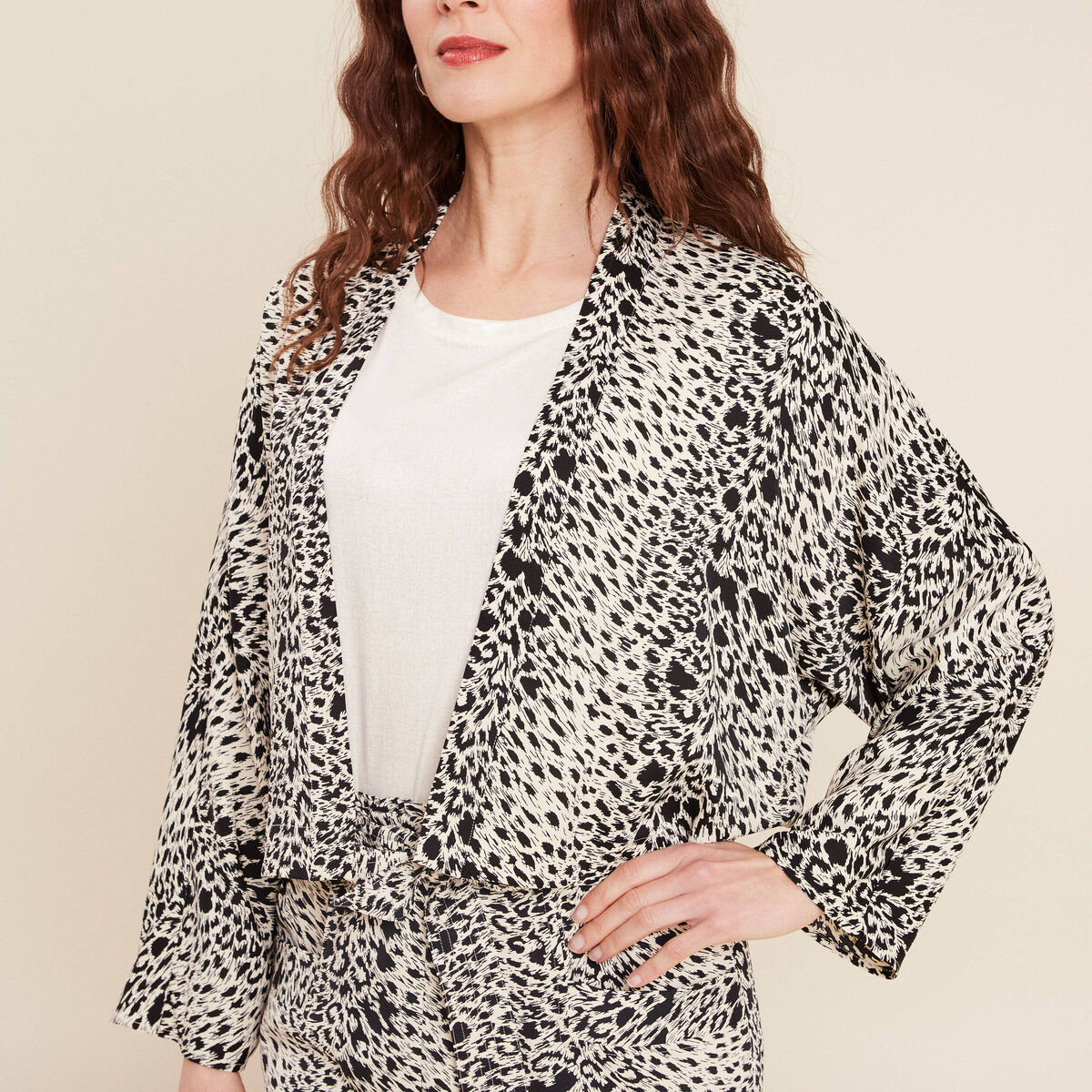 Veste esprit kimono ivoire femme