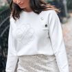 T-shirt manches longues ecru femme