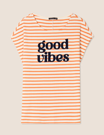 T-shirt manches courtes orange abricot femme