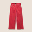 Pantalon large velours c&ocirc;tel&eacute; rouge femme