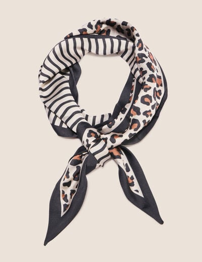Foulard satin&eacute; noir femme