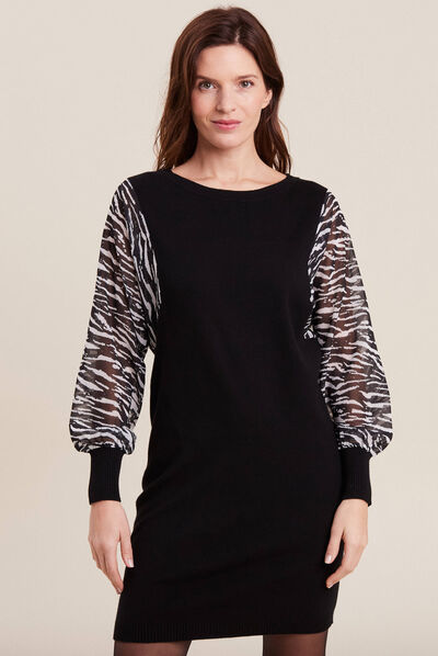 Robe pull moulante noir femme