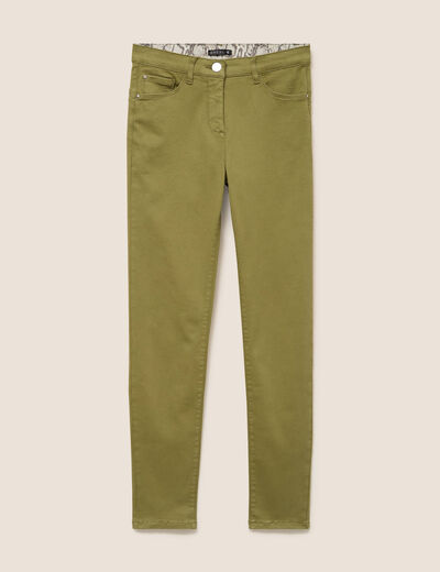 Jean magique L'Unique coupe ajust&eacute;e vert kaki femme