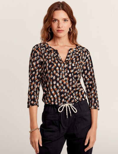 T-shirt manches 3/4 noir femme