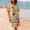 Robe droite courte manches courtes multicolore femme