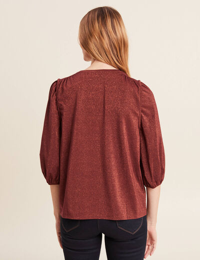 Blouse manches 3/4 couleur cuivre femme