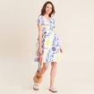Robe courte &eacute;vas&eacute;e col v manches courtes bleu femme