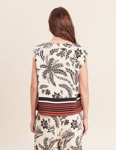 Blouse col v manches courtes fluide noir femme