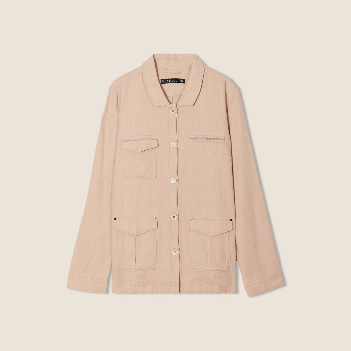 Veste droite boutonnée sable femme