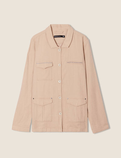 Veste droite boutonnée sable femme
