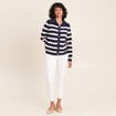 Gilet r&eacute;versible en maille bleu femme
